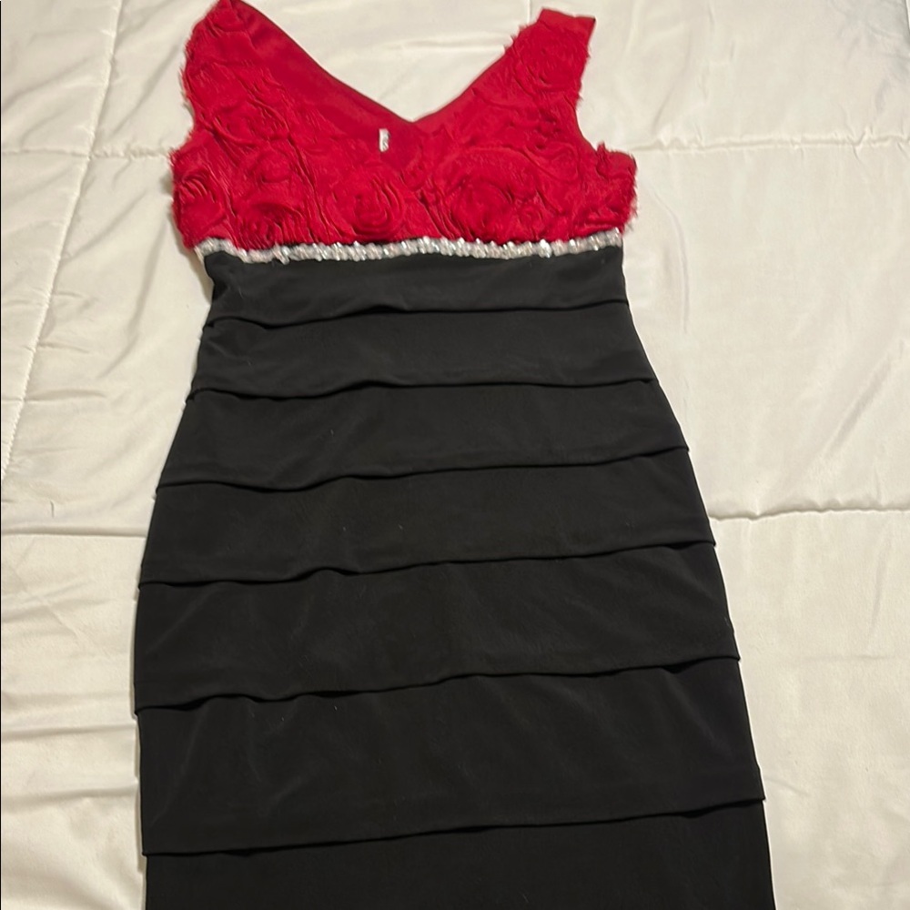 Elegant Red and Black Women's Dress